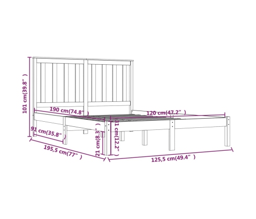 Estructura cama doble pequeña sin colchón madera maciza negro