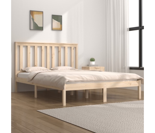 Estructura de cama madera maciza de pino 140x190 cm