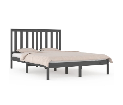 Estructura de cama madera maciza de pino gris 120x200 cm