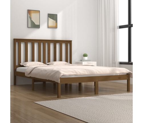 Estructura de cama madera maciza de pino marrón miel 120x200 cm