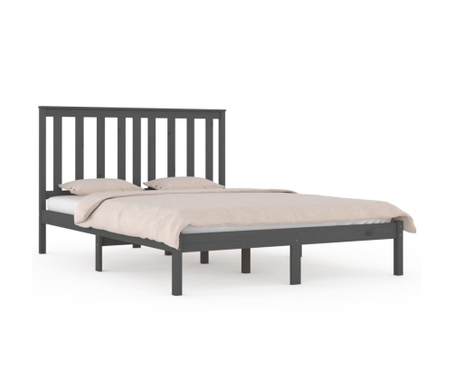 Estructura de cama de madera maciza de pino gris 160x200 cm