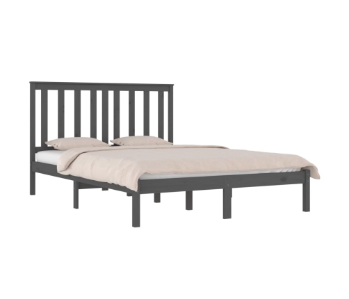 Estructura de cama de madera maciza de pino gris 200x200 cm