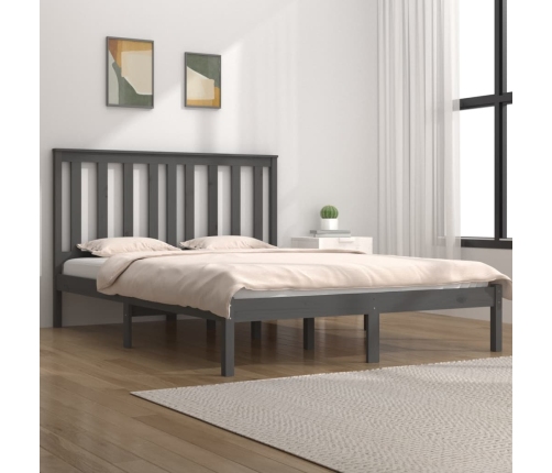 Estructura de cama de madera maciza de pino gris 200x200 cm