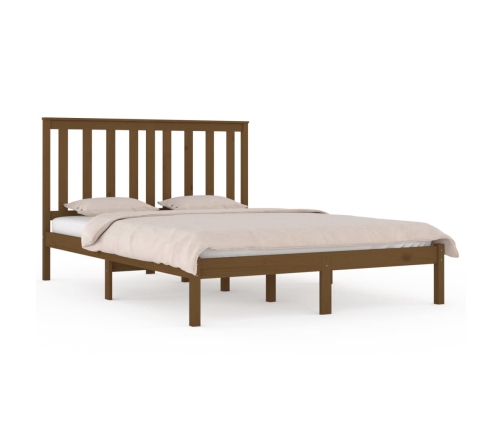 Estructura de cama madera maciza de pino marrón miel 200x200 cm