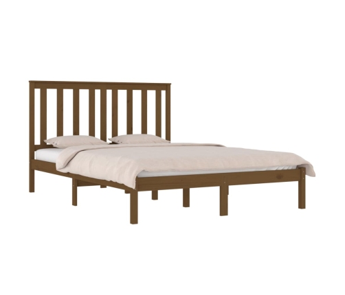 Estructura de cama madera maciza de pino marrón miel 200x200 cm