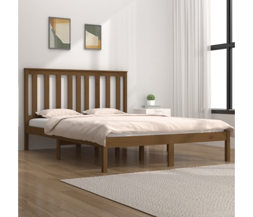 Estructura de cama madera maciza de pino marrón miel 200x200 cm