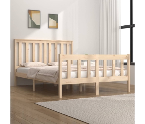 Estructura de cama doble pequeña sin colchón madera maciza