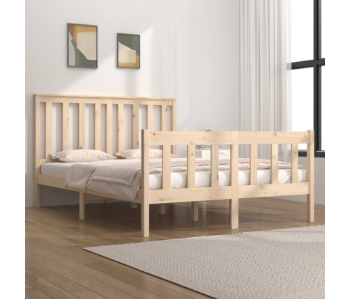 Estructura de cama madera maciza de pino 140x190 cm