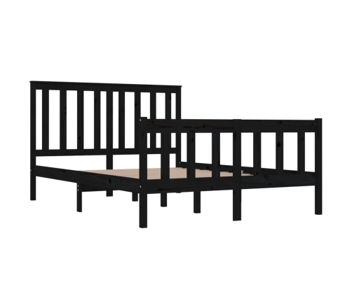 Estructura de cama madera maciza de pino negra 140x190 cm