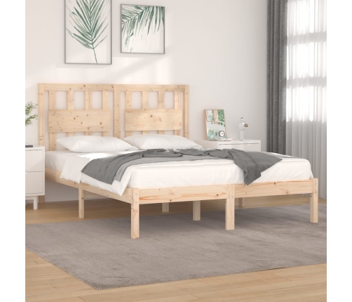 Estructura de cama doble pequeña sin colchón madera maciza