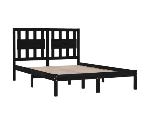 Estructura cama doble pequeña sin colchón madera maciza negro