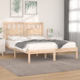 Estructura de cama madera maciza de pino 140x190 cm