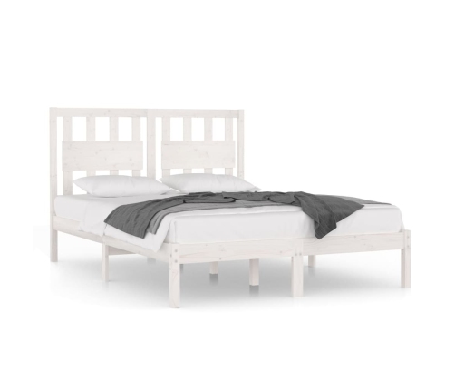 vidaXL Estructura de cama de madera de pino maciza blanca 140x190 cm