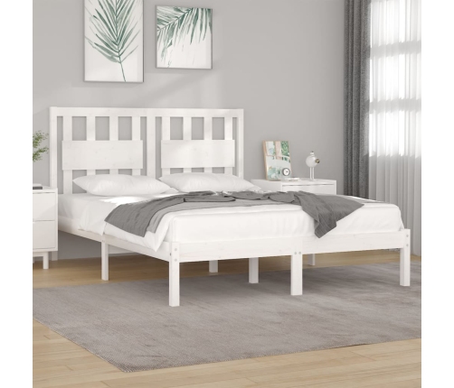 vidaXL Estructura de cama de madera de pino maciza blanca 140x190 cm