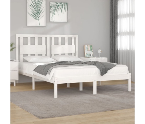 Estructura de cama de madera maciza de pino blanca 160x200 cm