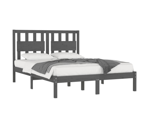 Estructura de cama de madera maciza de pino gris 200x200 cm