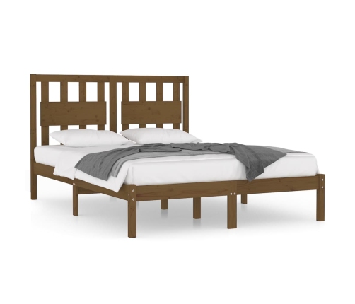 Estructura de cama madera maciza de pino marrón miel 200x200 cm