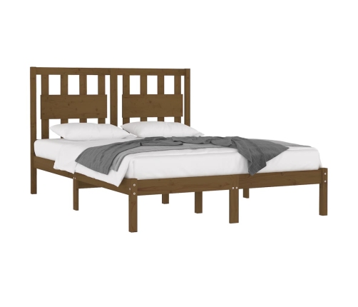 Estructura de cama madera maciza de pino marrón miel 200x200 cm