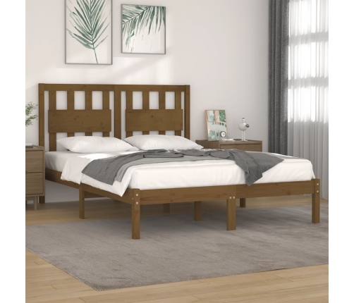 Estructura de cama madera maciza de pino marrón miel 200x200 cm