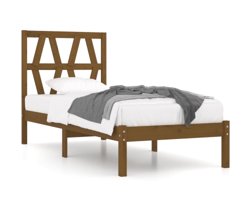 vidaXL Estructura de cama madera maciza pino marrón miel 75x190 cm