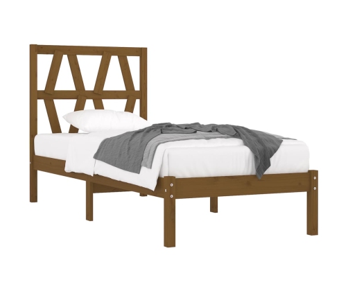 vidaXL Estructura de cama madera maciza pino marrón miel 75x190 cm