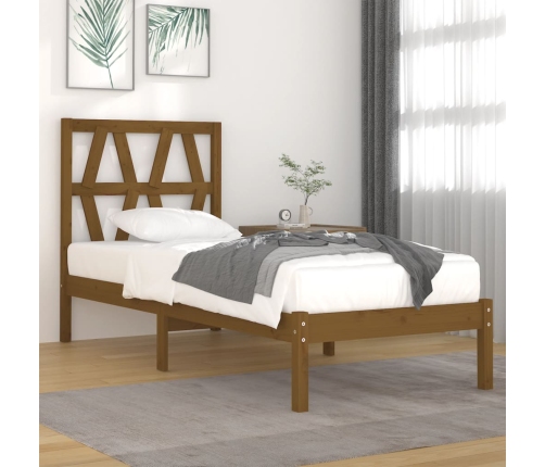 vidaXL Estructura de cama madera maciza pino marrón miel 75x190 cm