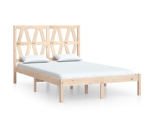 Estructura de cama doble pequeña sin colchón madera maciza