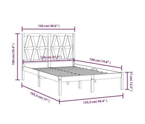 Estructura de cama doble pequeña sin colchón madera maciza