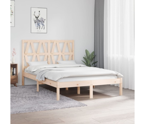 Estructura de cama doble pequeña sin colchón madera maciza