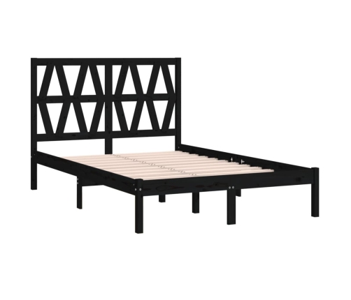 Estructura cama doble pequeña sin colchón madera maciza negro