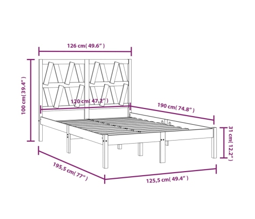 Estructura cama doble pequeña sin colchón madera maciza negro