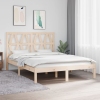 Estructura de cama doble sin colchón madera maciza