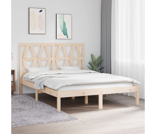 Estructura de cama doble sin colchón madera maciza