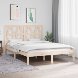 Estructura de cama madera maciza de pino 140x190 cm