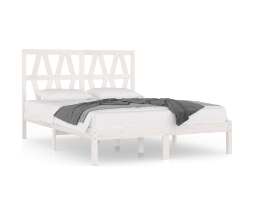 Estructura de cama de madera maciza de pino blanco 140x190 cm