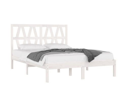 Estructura de cama de madera maciza de pino blanco 140x190 cm