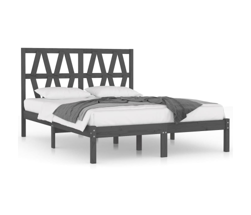 vidaXL Estructura de cama de madera maciza de pino gris 140x190 cm