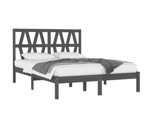 vidaXL Estructura de cama de madera maciza de pino gris 140x190 cm