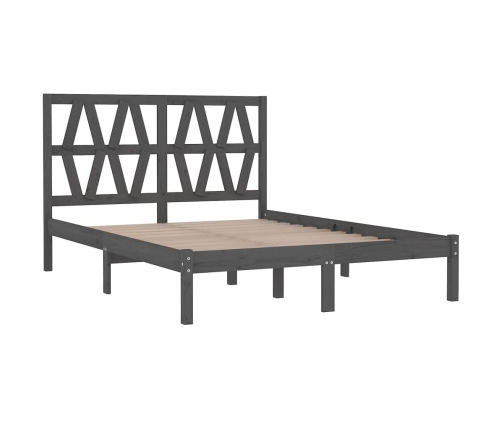 vidaXL Estructura de cama de madera maciza de pino gris 140x190 cm