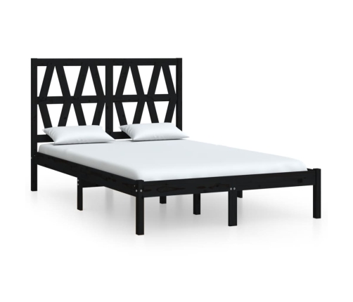 Estructura de cama de madera maciza de pino negra 140x190 cm