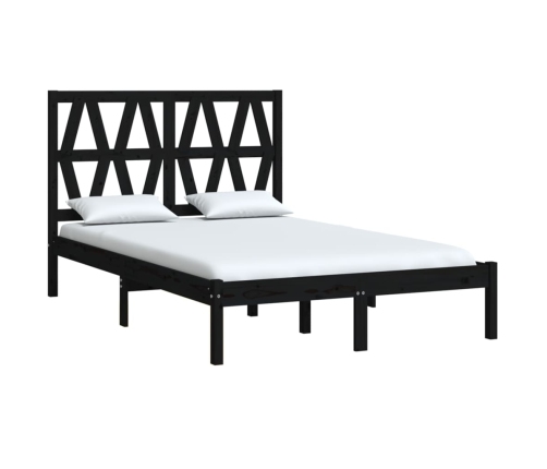 Estructura de cama de madera maciza de pino negra 140x190 cm