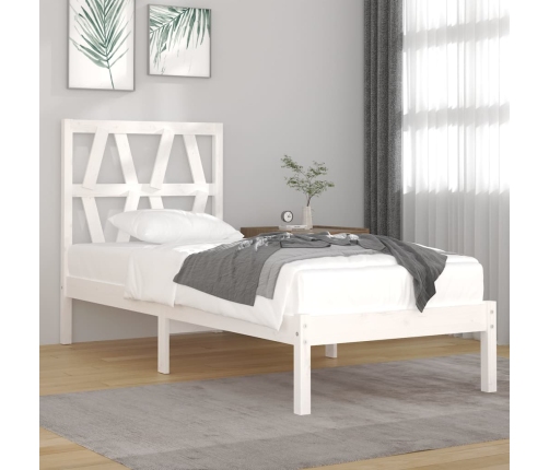 Estructura de cama madera maciza de pino blanco 90x200 cm