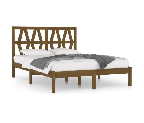 Estructura de cama madera maciza de pino marrón miel 120x200 cm