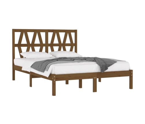 Estructura de cama madera maciza de pino marrón miel 120x200 cm