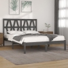 Estructura de cama doble sin colchón madera maciza gris