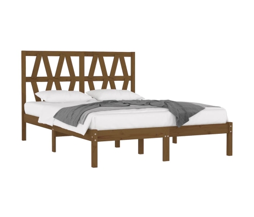 Estructura de cama madera maciza de pino marrón miel 200x200 cm