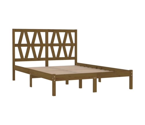 Estructura de cama madera maciza de pino marrón miel 200x200 cm