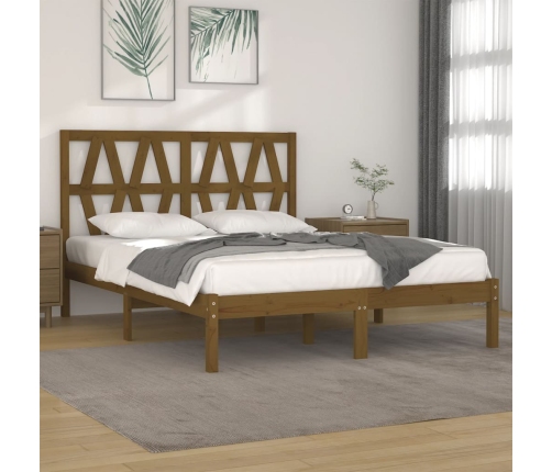 Estructura de cama madera maciza de pino marrón miel 200x200 cm