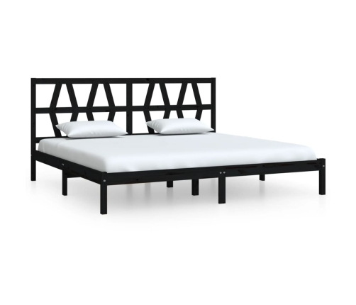 Estructura de cama de madera maciza de pino negro 200x200 cm