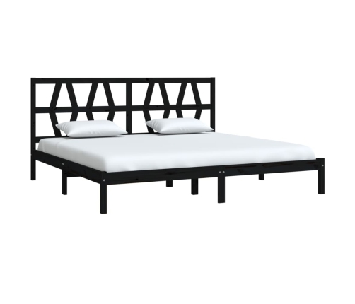 Estructura de cama de madera maciza de pino negro 200x200 cm